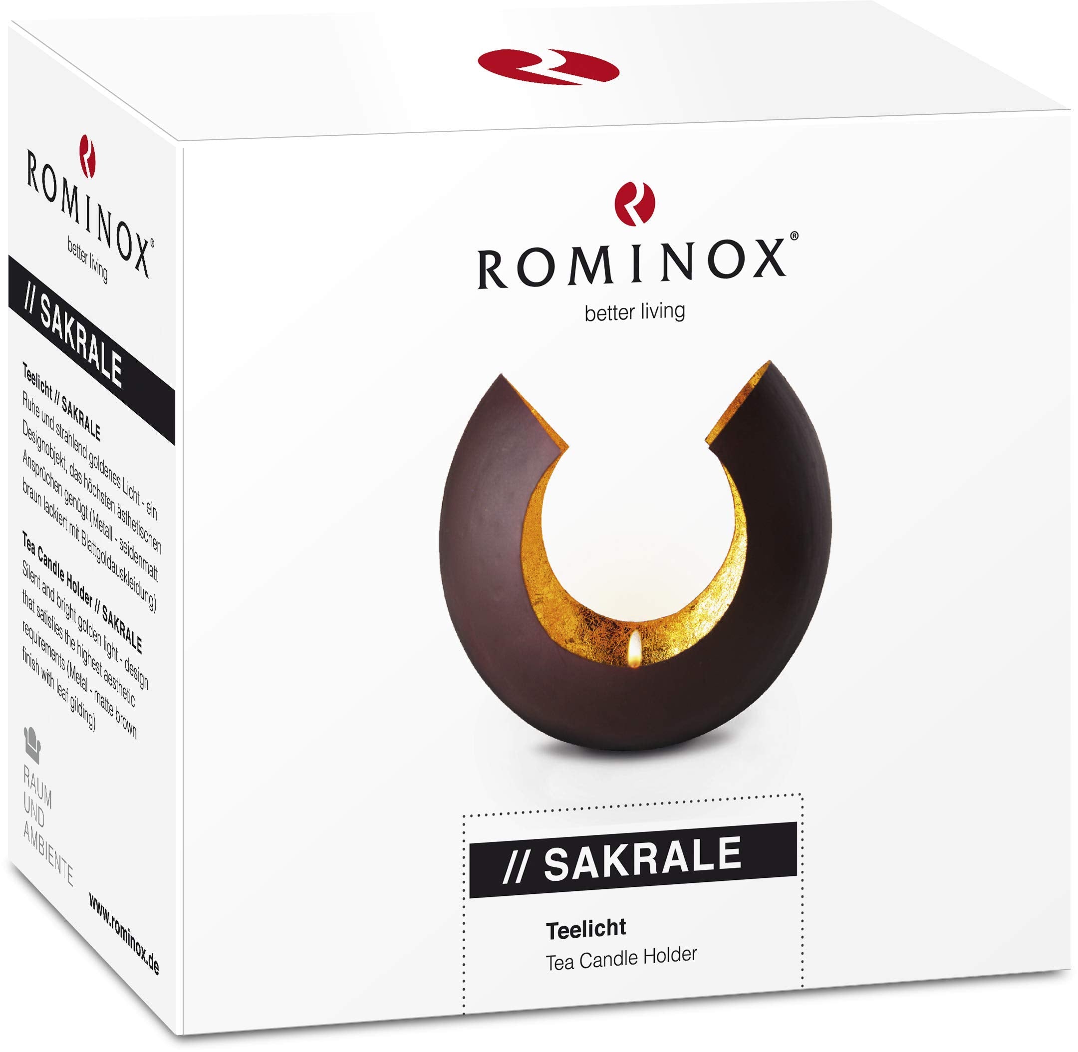 ROMINOX Gift Item: Tealight Holder Sakrale with Gold foil Lining, Christmas, Valentines Day, Mothers Day; Approx. 12 x 6.5 x 1